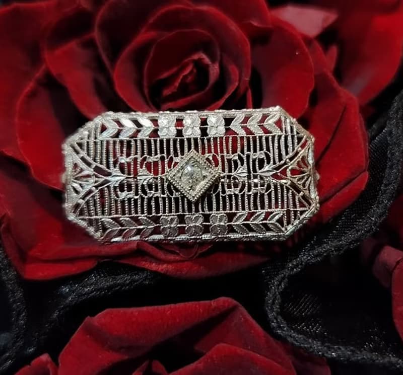 20世紀花絲細工藝術風格胸針【畢業禮物】聖誕禮盒