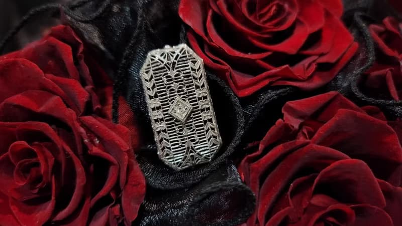 20世紀花絲細工藝術風格胸針【畢業禮物】聖誕禮盒