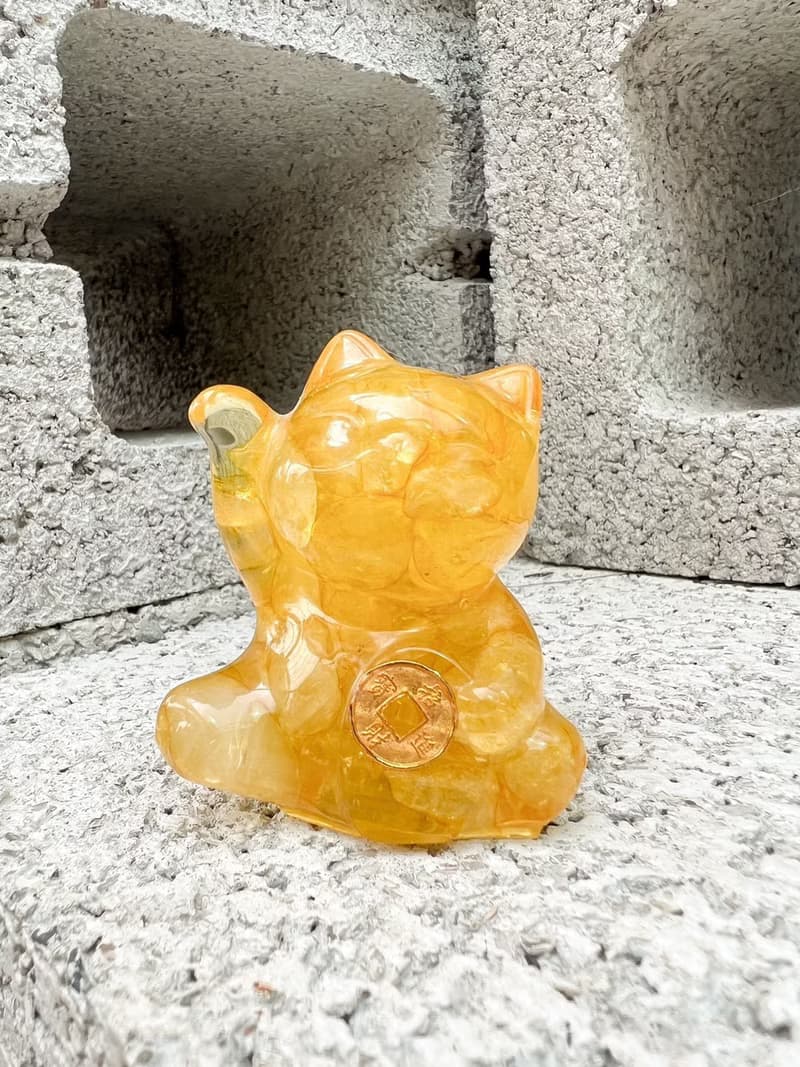 水晶擺飾【招財貓 黃水晶】招財 偏財運 增加行動力