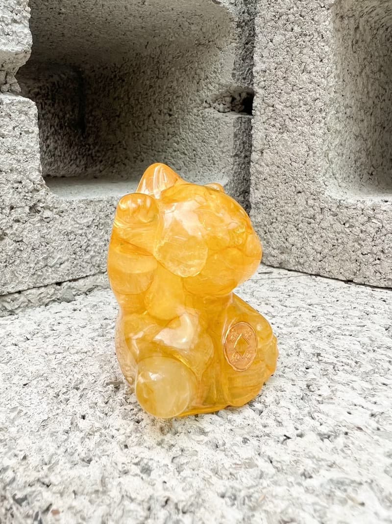 水晶擺飾【招財貓 黃水晶】招財 偏財運 增加行動力