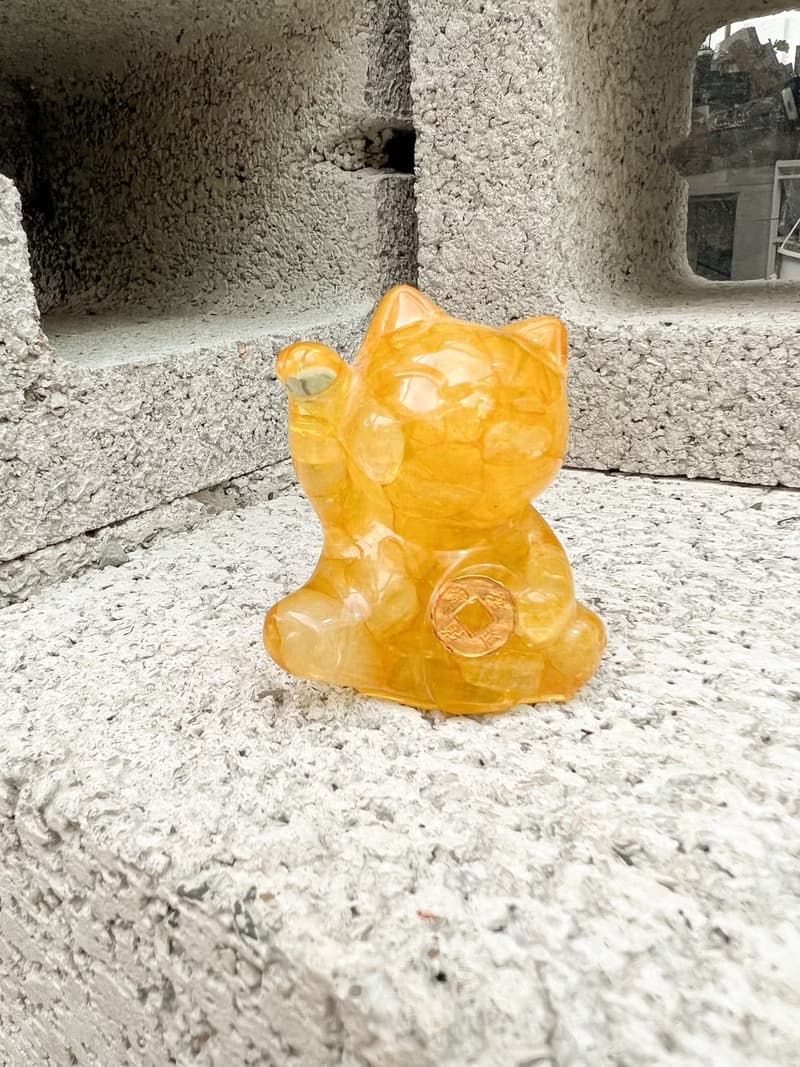水晶擺飾【招財貓 黃水晶】招財 偏財運 增加行動力