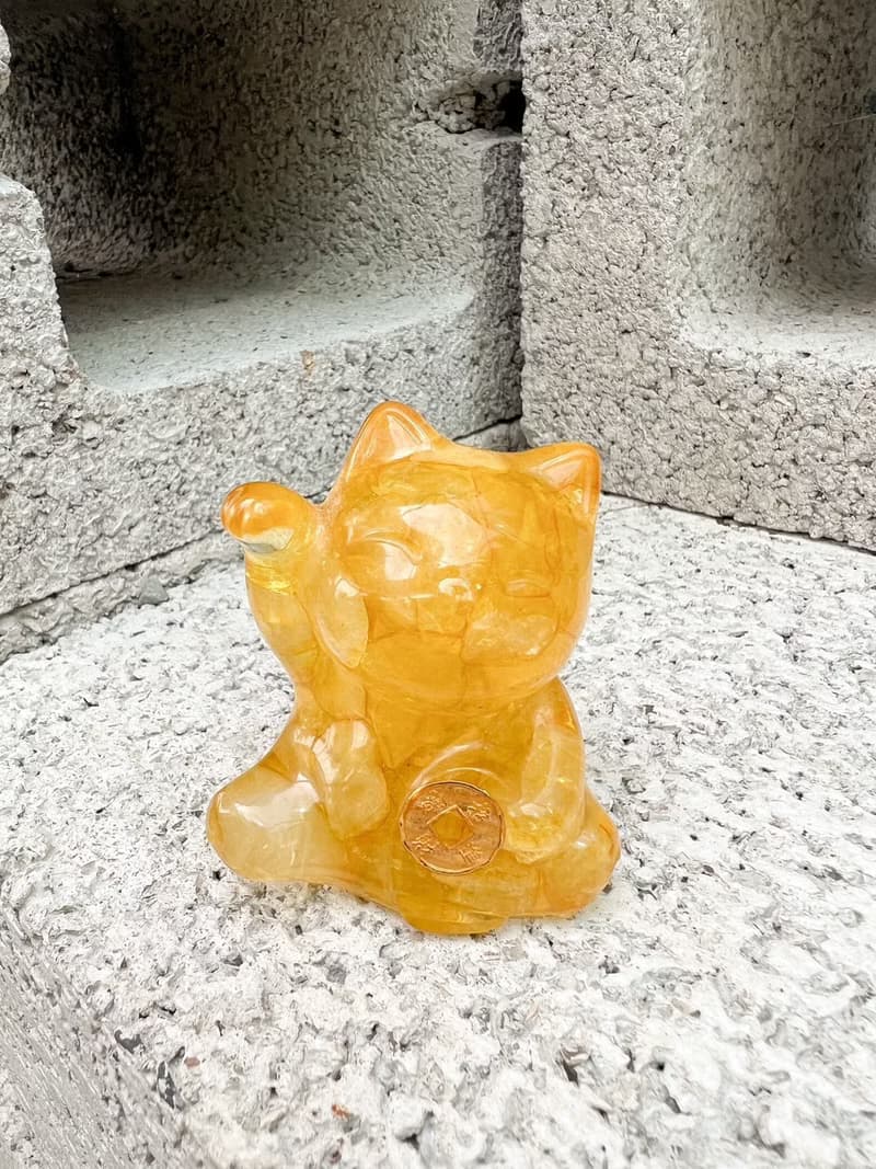水晶擺飾【招財貓 黃水晶】招財 偏財運 增加行動力