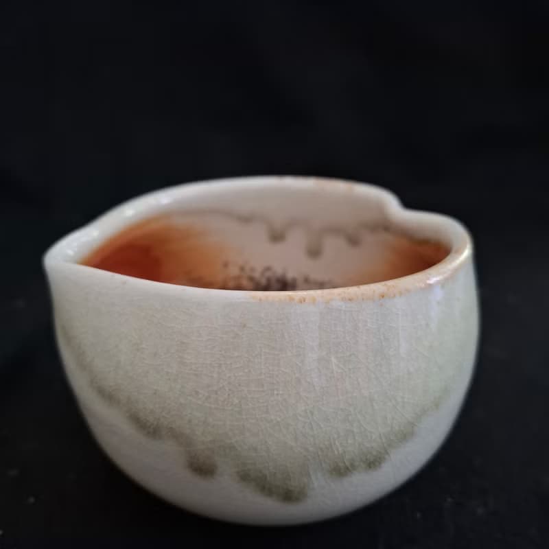 愛心形抹茶碗手拉胚柴燒茶碗自然落灰火吻個性商品最佳禮物紀念品