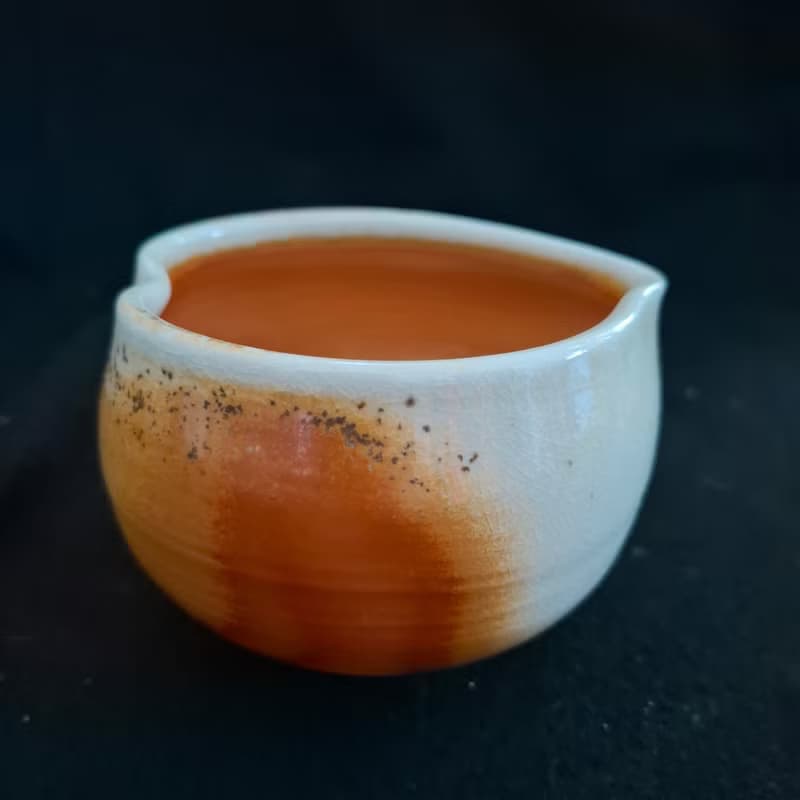 愛心形抹茶碗手拉胚柴燒茶碗自然落灰火吻個性商品最佳禮物紀念品
