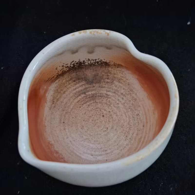 愛心形抹茶碗手拉胚柴燒茶碗自然落灰火吻個性商品最佳禮物紀念品