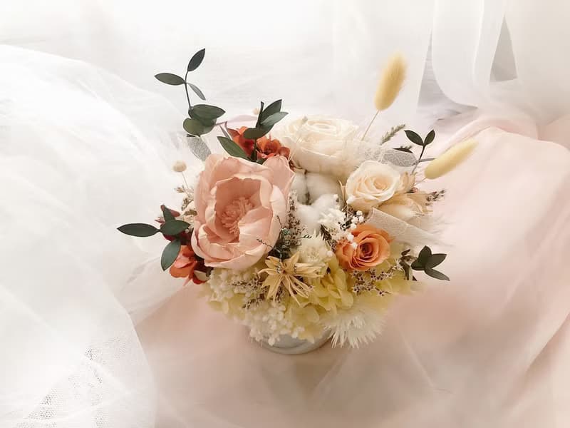 永生花 永生玫瑰花 乾燥花 開幕盆花 紀念日禮物 大理石紋 祝賀花