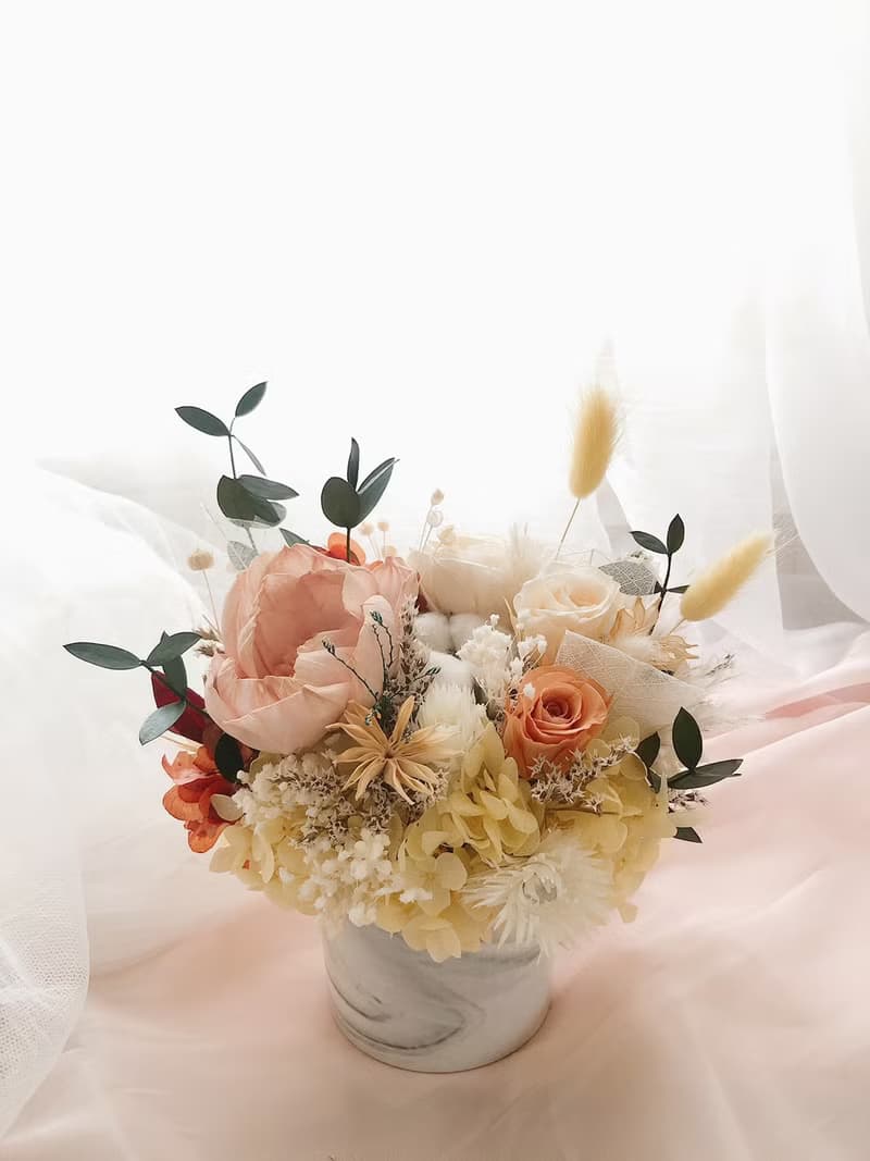 永生花 永生玫瑰花 乾燥花 開幕盆花 紀念日禮物 大理石紋 祝賀花