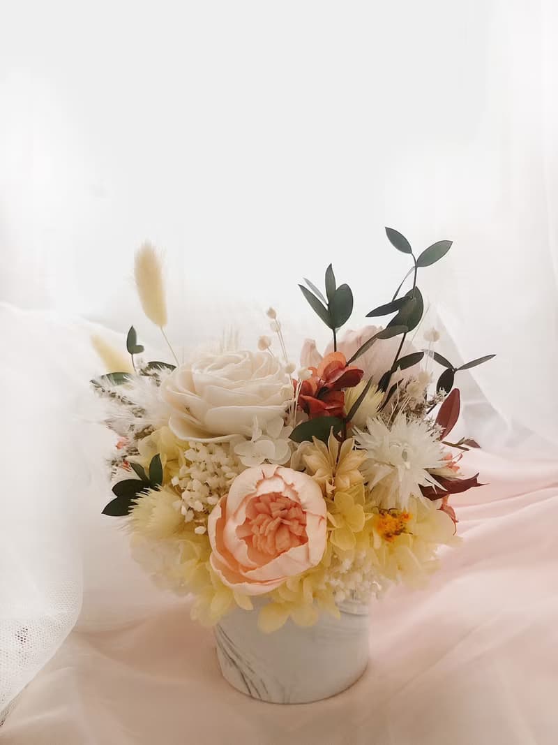 永生花 永生玫瑰花 乾燥花 開幕盆花 紀念日禮物 大理石紋 祝賀花