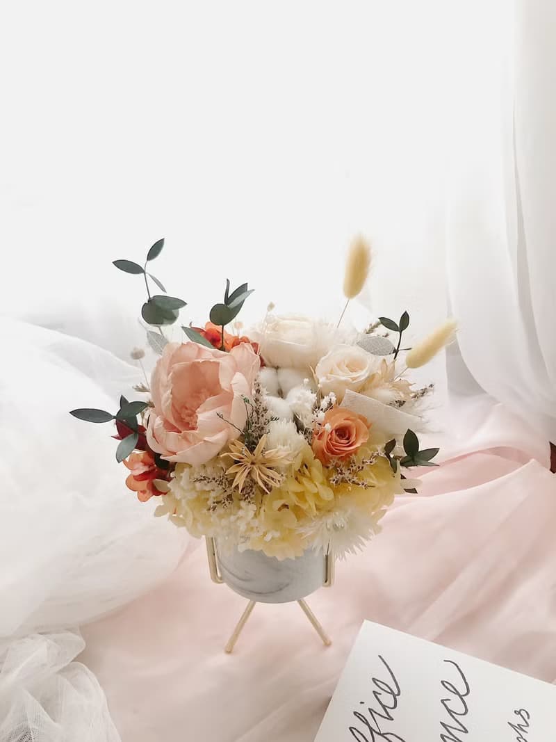 永生花 永生玫瑰花 乾燥花 開幕盆花 紀念日禮物 大理石紋 祝賀花