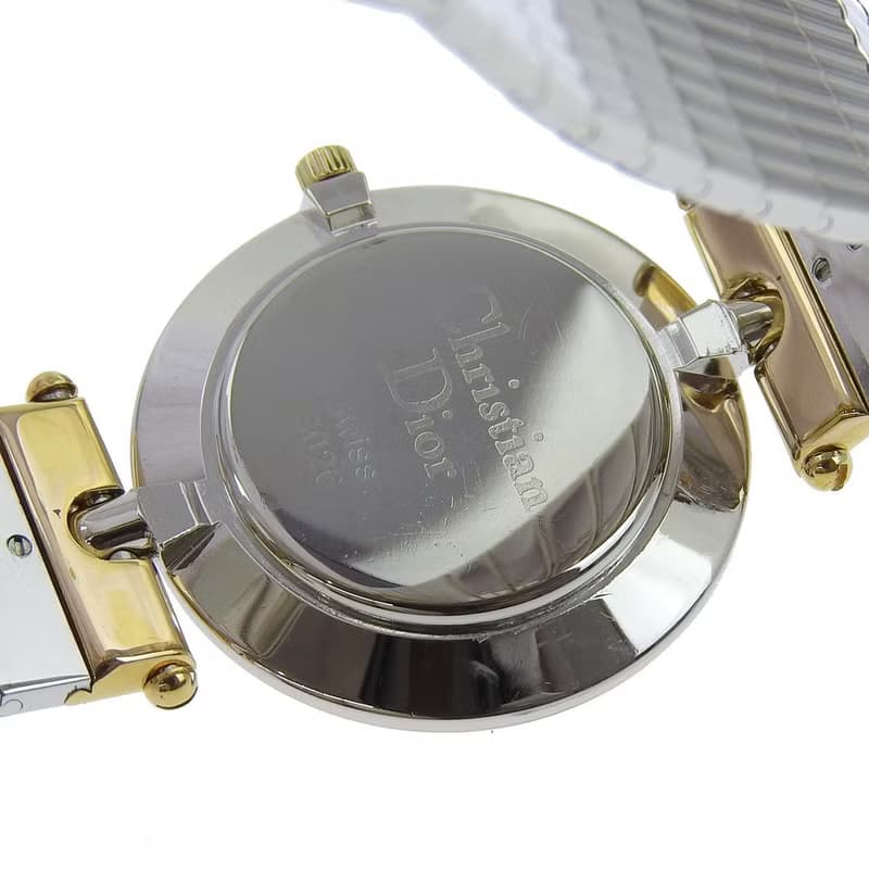 【日本直送】クリスチャンディオール Dior 腕時計 3026 SS × 金メッキ クオーツ アナログ表示 黒文字盤 レディース【中古】
