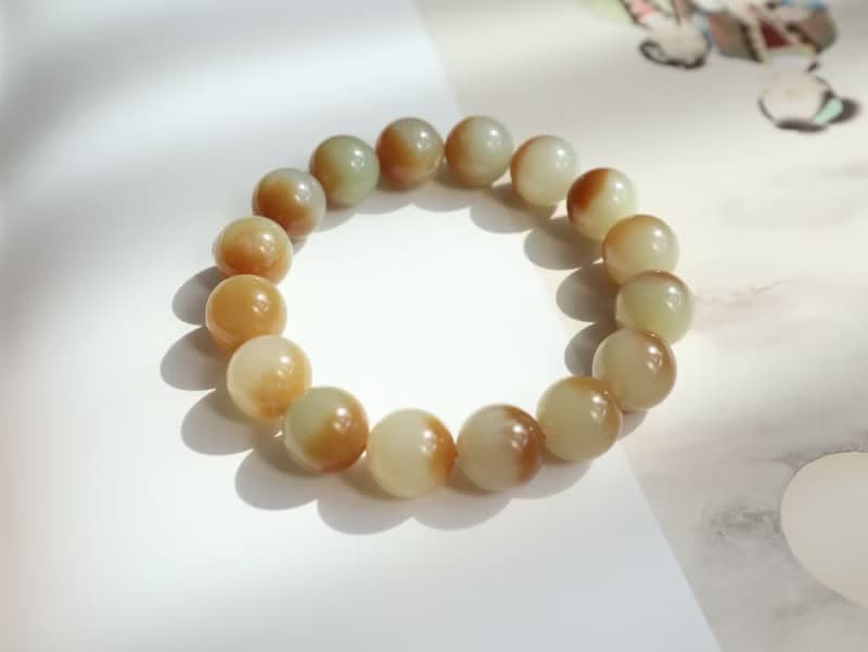 天然新疆糖白料和田玉手鏈手串聚寶盆手鏈料子細膩油潤招財保平安