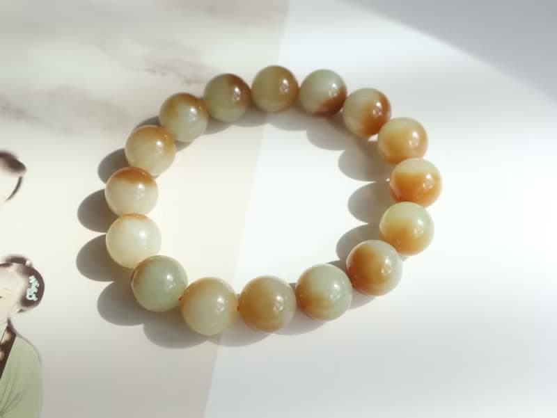 天然新疆糖白料和田玉手鏈手串聚寶盆手鏈料子細膩油潤招財保平安