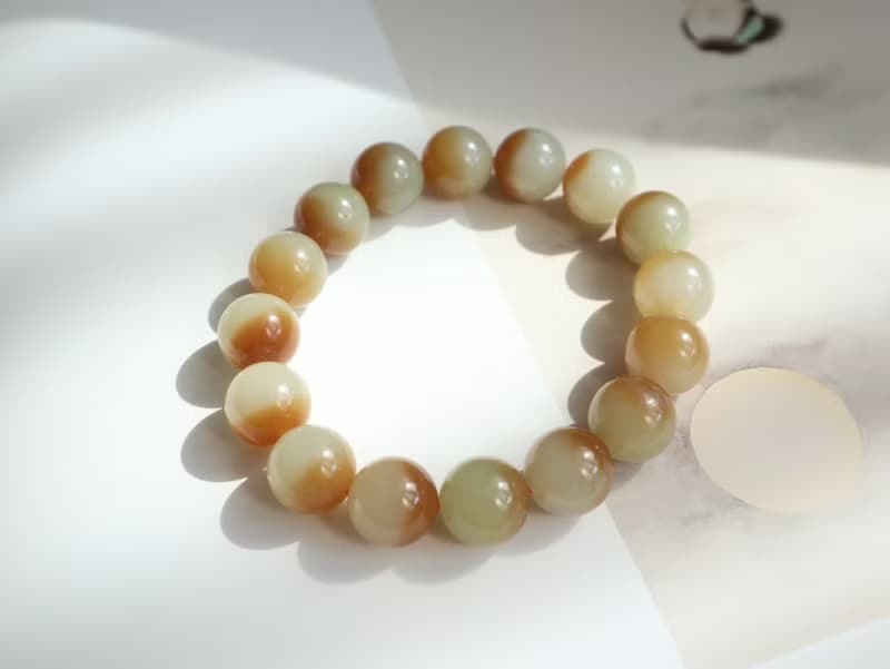 天然新疆糖白料和田玉手鏈手串聚寶盆手鏈料子細膩油潤招財保平安