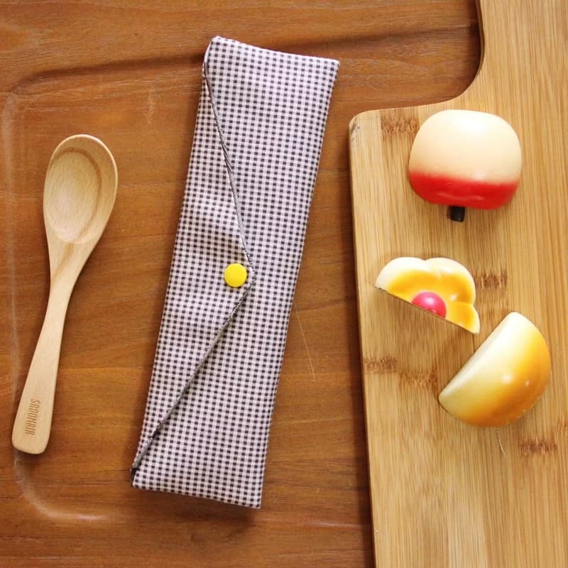 文青風環保筷袋 ~優質細格 耐看咖  日系 收納包 手作餐具袋.禮物