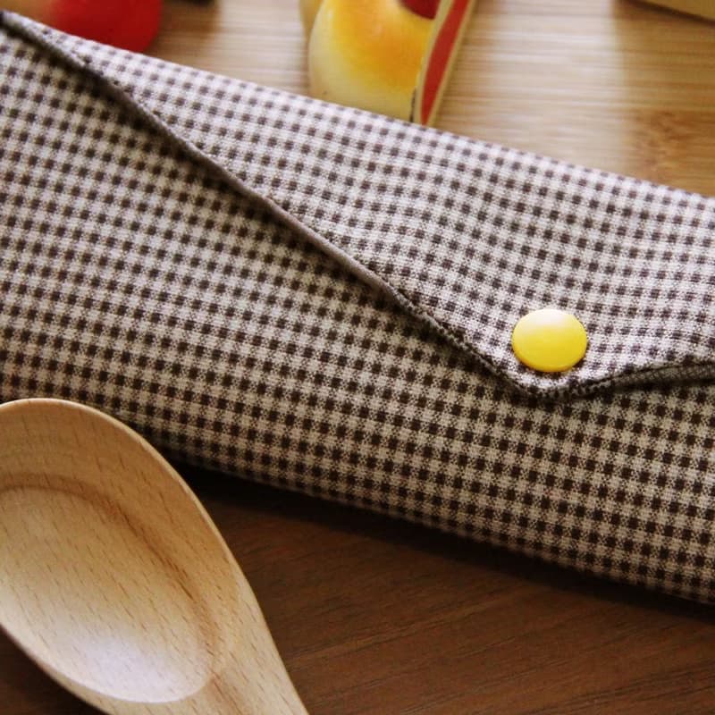 文青風環保筷袋 ~優質細格 耐看咖  日系 收納包 手作餐具袋.禮物