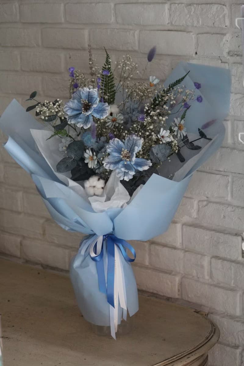 【海洋星辰】淡藍色系索拉乾燥花束/生日送禮/節日花禮/畢業季