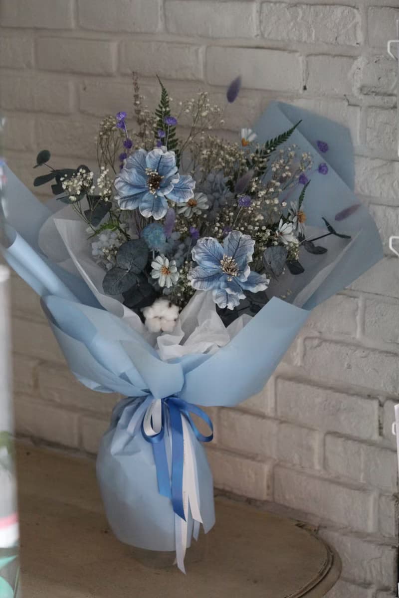 【海洋星辰】淡藍色系索拉乾燥花束/生日送禮/節日花禮/畢業季