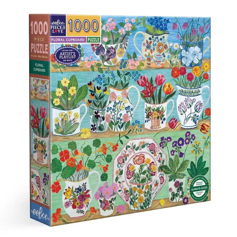 eeBoo 1000片拼圖 -  Floral Cupboard 花卉櫥櫃