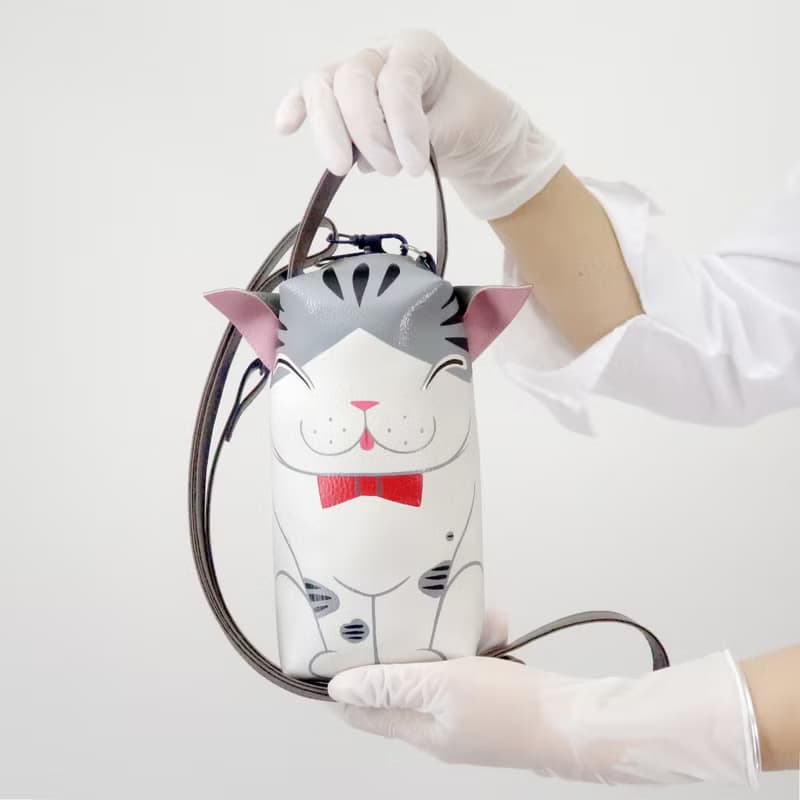 White and Gray cat pencil pouch bag,make up case, bag for every day essentials.
