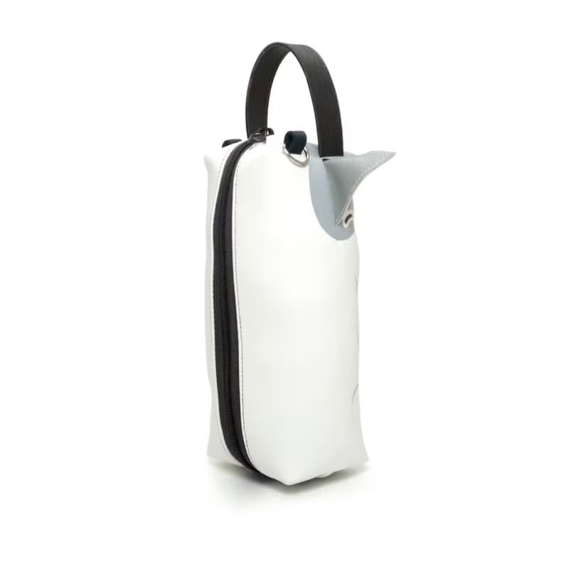 White and Gray cat pencil pouch bag,make up case, bag for every day essentials.