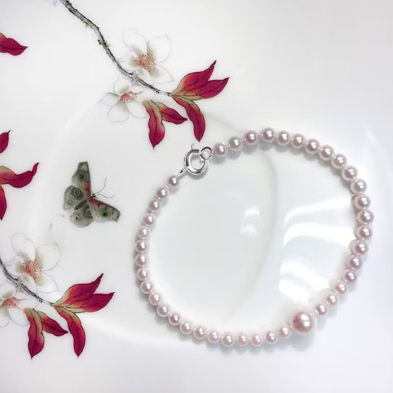 18K白金BabyAkoya珍珠手鍊 浪漫手鍊 珠珠手鍊 珍珠手鏈 粉紅珍珠