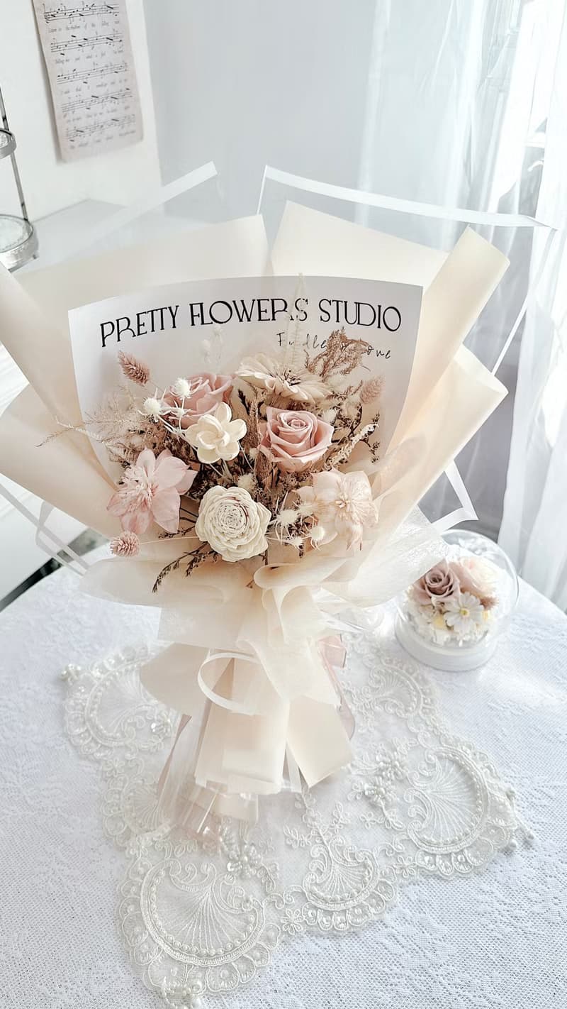 韓系永生乾燥花束－榛果可可