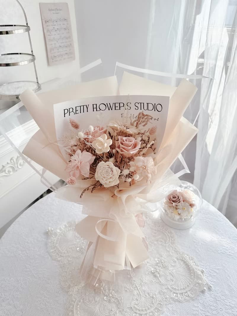 韓系永生乾燥花束－榛果可可