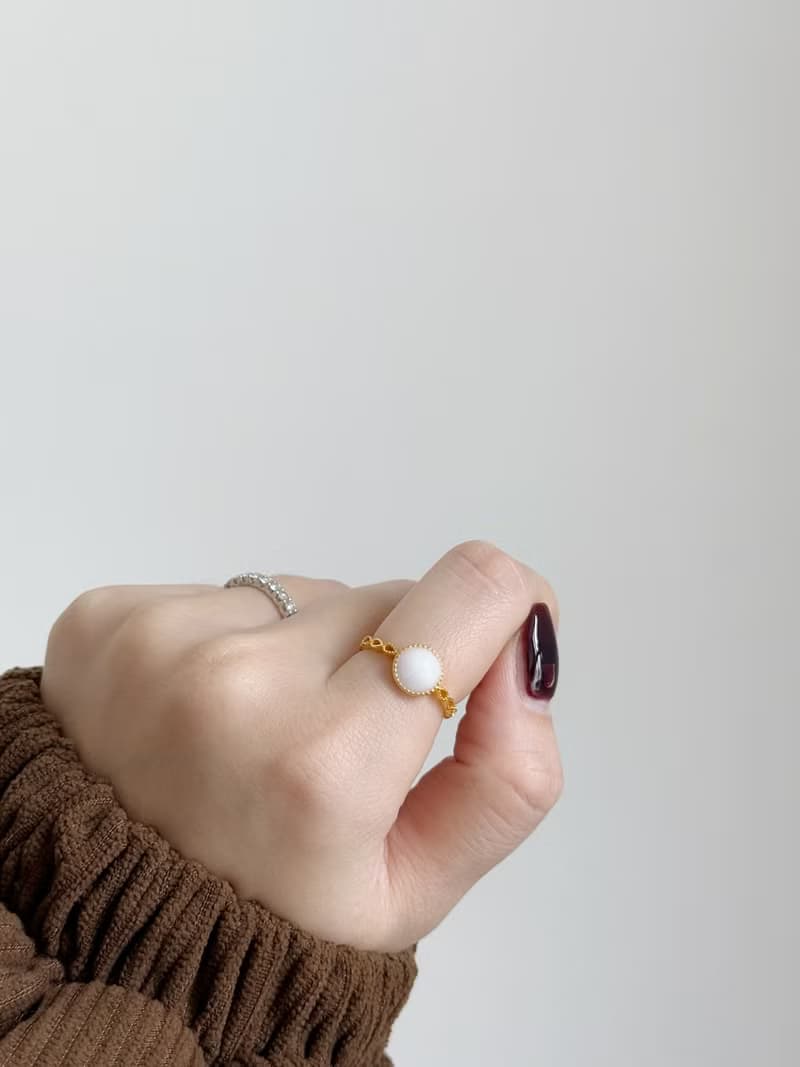 925純銀鍍金 落日橘光 胎毛麻花戒指 可調式