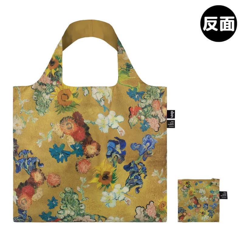 LOQI 環保材質購物袋-梵谷 花束金 (無扣帶、無暗袋)