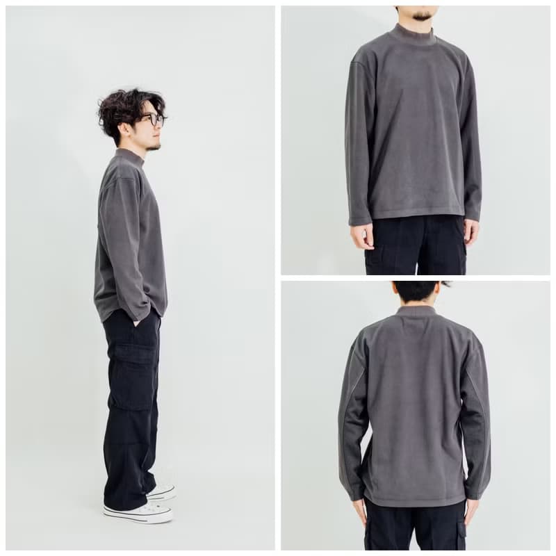 微高領搖粒絨滾邊衛衣 大學T Turtleneck Fleece Sweatshirt