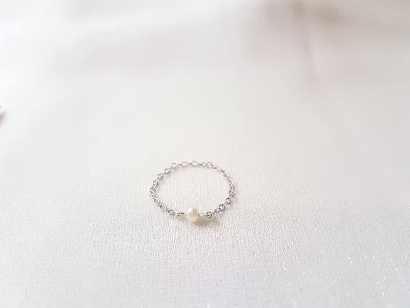 小珍珠 細鍊 鍊戒