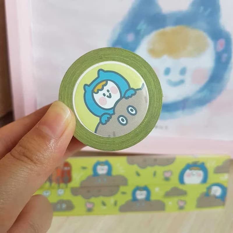 Ning's可愛小藍 娃娃+兩款紙膠帶(寬版)