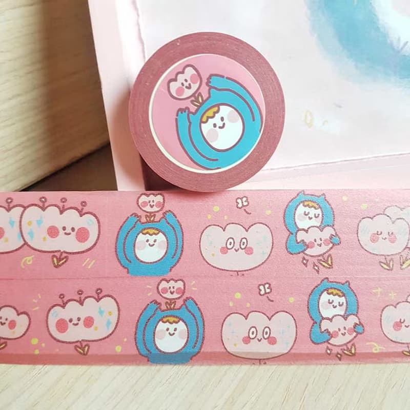 Ning's可愛小藍 娃娃+兩款紙膠帶(寬版)