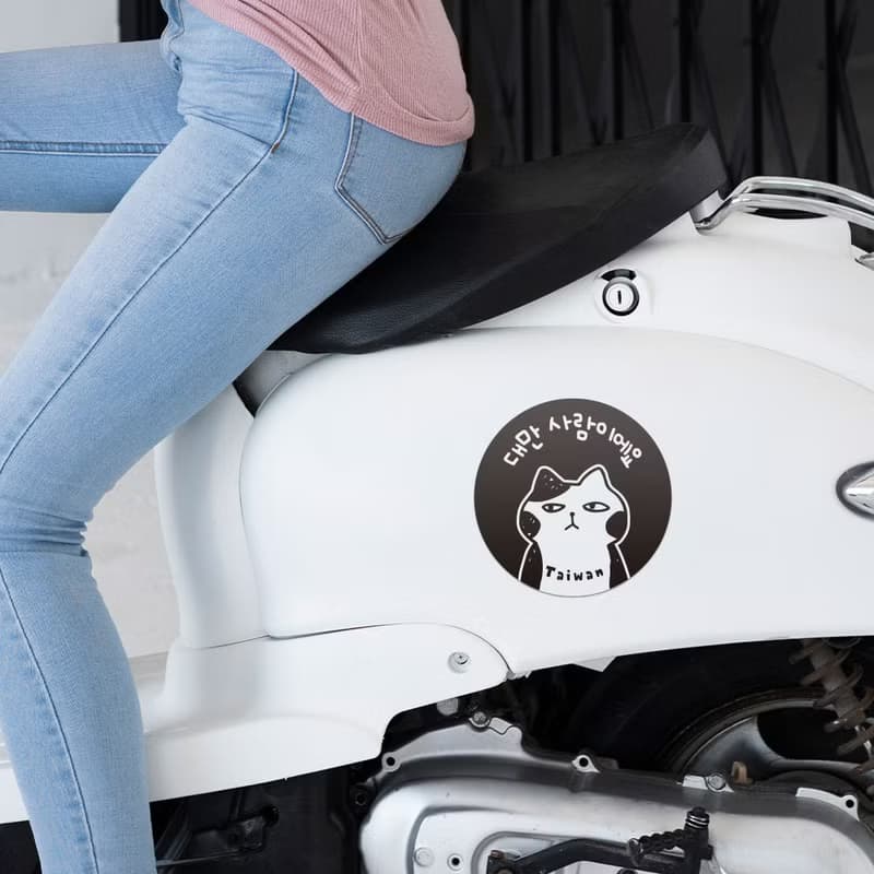 我是台灣人 韓文日文英文版 防水貼紙組合 貼行李箱貼 黑白貓 012