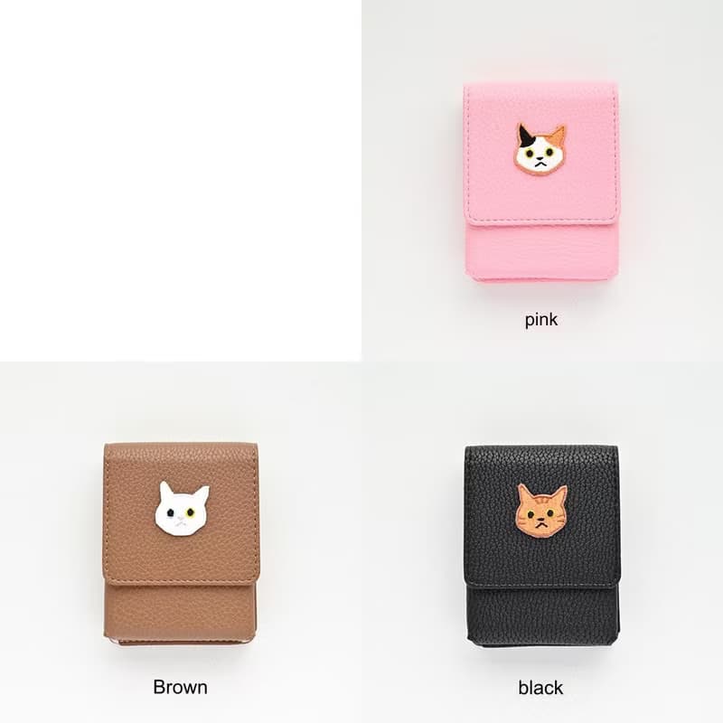 リップケース 【 刺繍 ワッペン 猫 】くすみカラー コスメポーチ リップポーチ クリスマス ギフト A234I