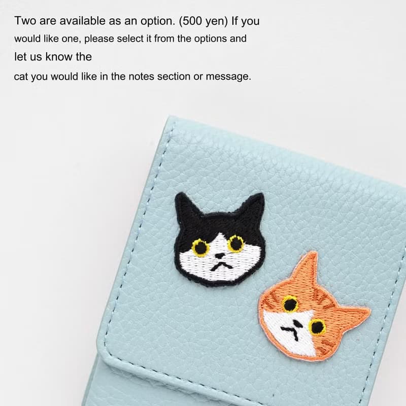 リップケース 【 刺繍 ワッペン 猫 】くすみカラー コスメポーチ リップポーチ クリスマス ギフト A234I