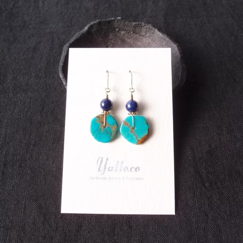 【K14gf】Turquoise × Lapis Lazuli Earrings ターコイズ×ラピスラズリ ミニピアス