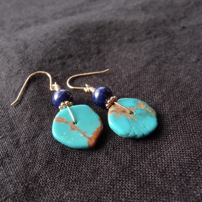 【K14gf】Turquoise × Lapis Lazuli Earrings ターコイズ×ラピスラズリ ミニピアス