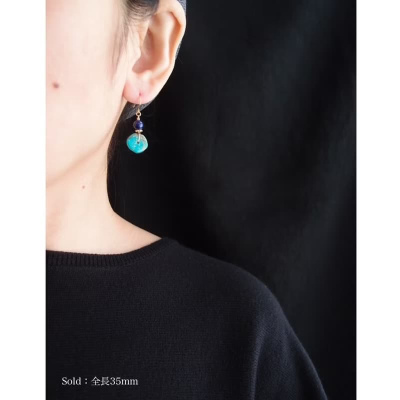 【K14gf】Turquoise × Lapis Lazuli Earrings ターコイズ×ラピスラズリ ミニピアス