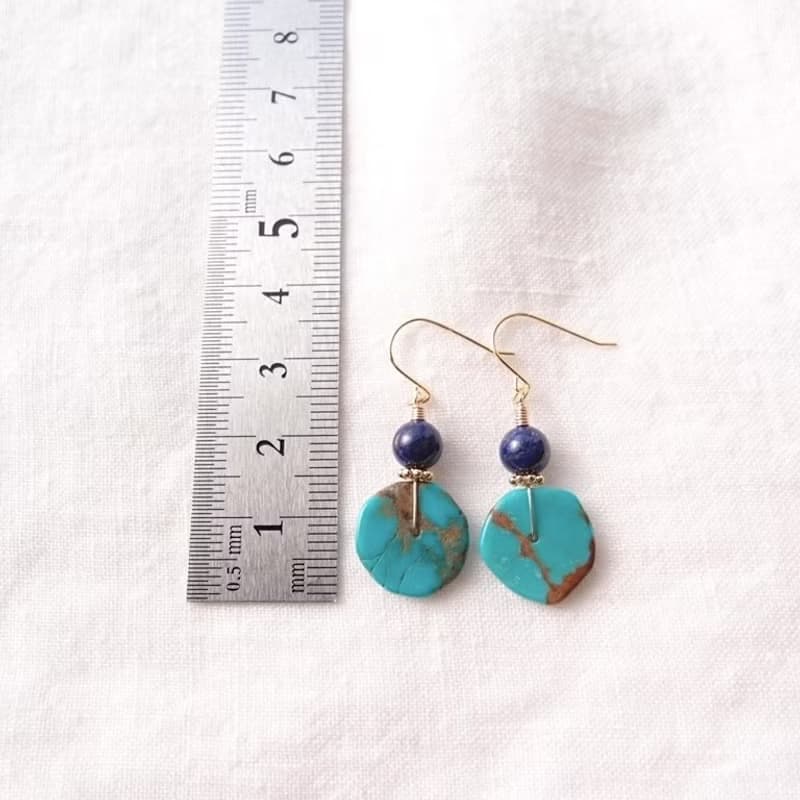【K14gf】Turquoise × Lapis Lazuli Earrings ターコイズ×ラピスラズリ ミニピアス