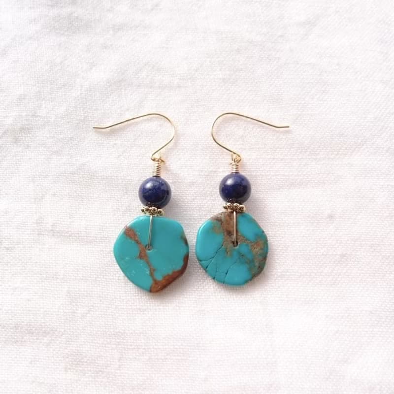 【K14gf】Turquoise × Lapis Lazuli Earrings ターコイズ×ラピスラズリ ミニピアス