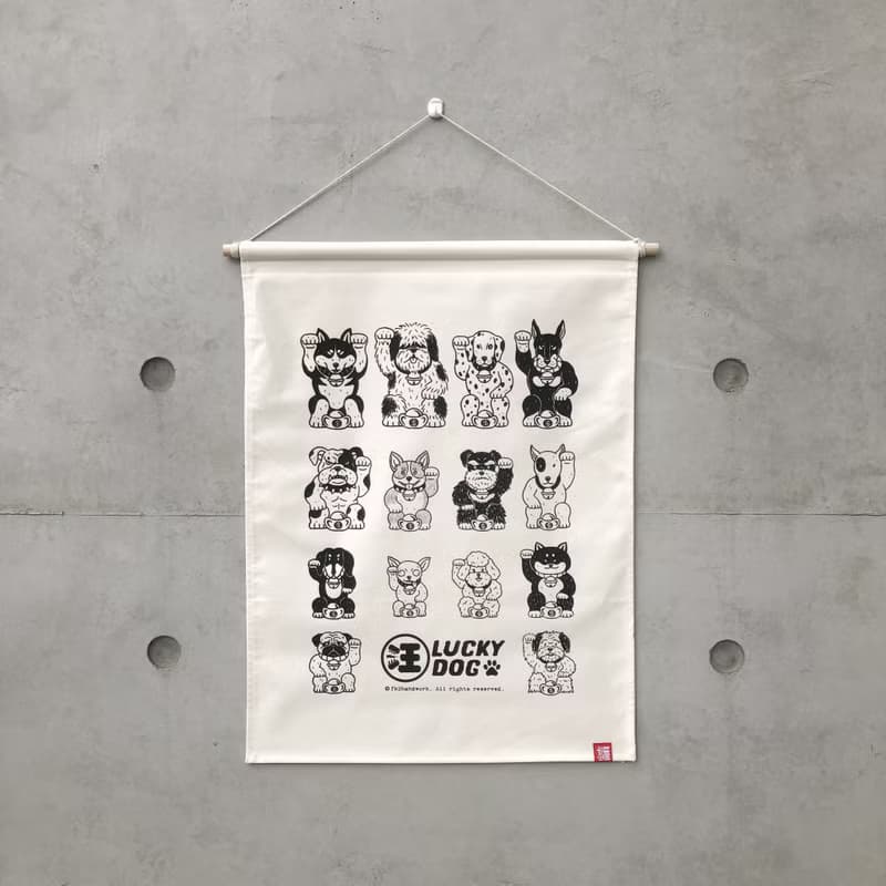 招財貓貓狗狗掛布 / 絹印 / 手作