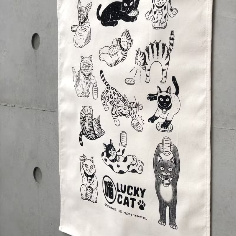 招財貓貓狗狗掛布 / 絹印 / 手作