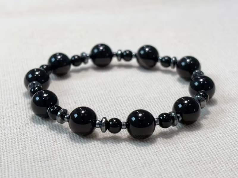 Silky Black Gemstone Bracelet 038