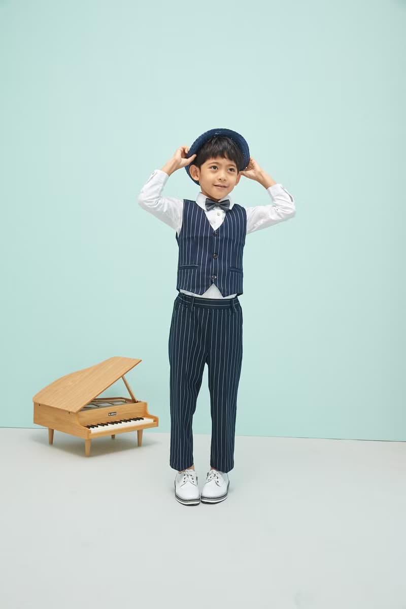 HAO.HAO kids 特務直條紋西裝-白線條深藍(三件組)
