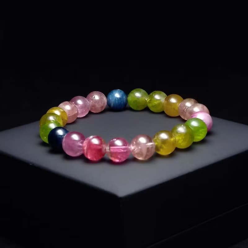 冰透色標碧璽 多彩之光的天然美麗 手鍊 手環 QBR00108