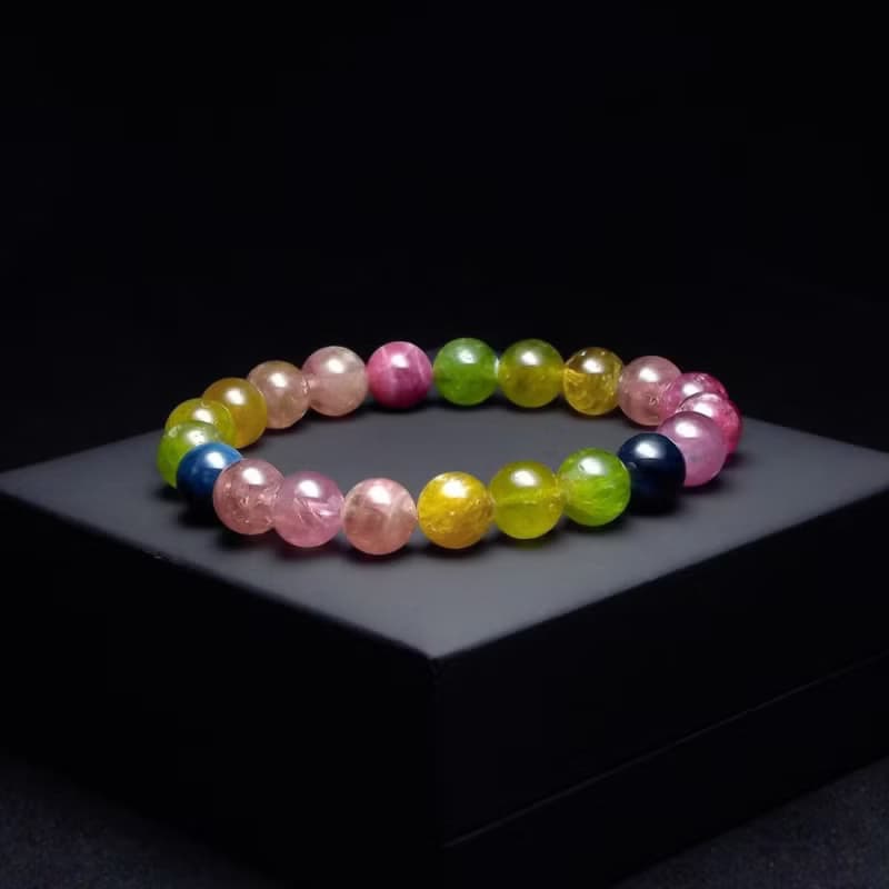 冰透色標碧璽 多彩之光的天然美麗 手鍊 手環 QBR00108