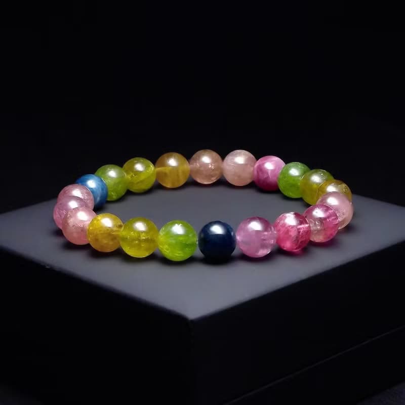 冰透色標碧璽 多彩之光的天然美麗 手鍊 手環 QBR00108