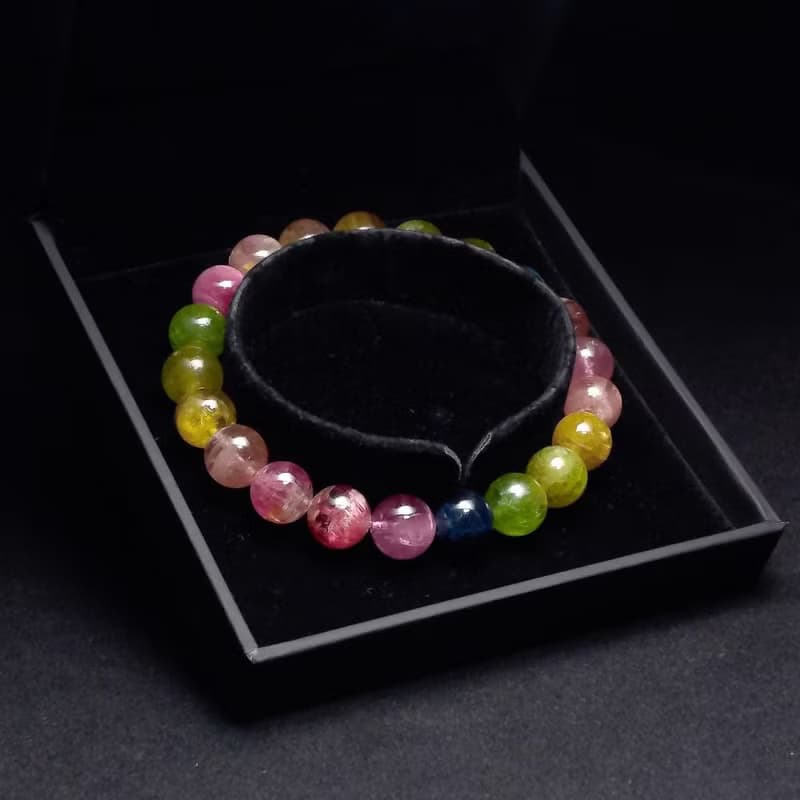 冰透色標碧璽 多彩之光的天然美麗 手鍊 手環 QBR00108