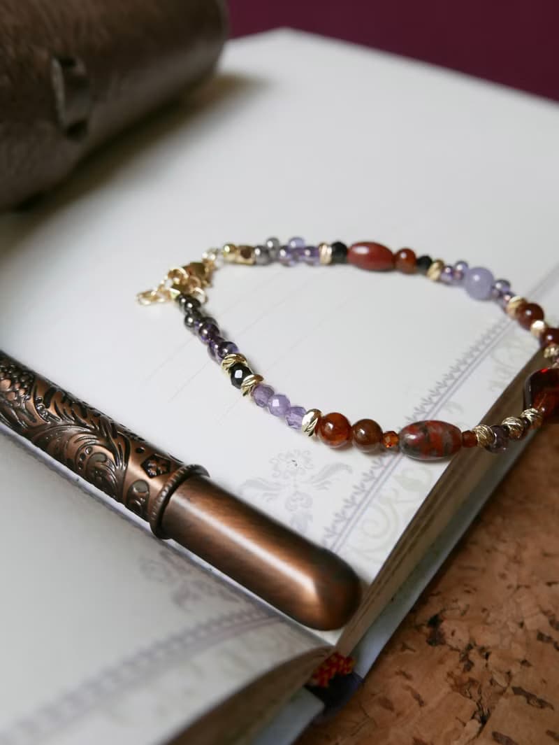 天然石手鍊/橙石榴石/芝麻紅石